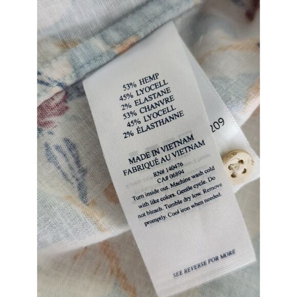 Faherty Breeze Floral Short Sleeve Button Down Men's Large Blue Hawaiian - Picture 7 of 9